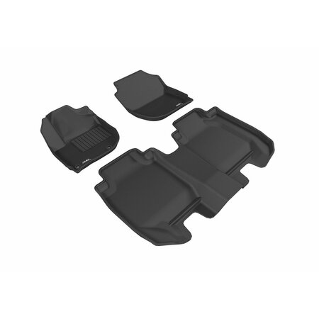 3D MATS USA Custom Fit, Raised Edge, Black, Thermoplastic Rubber Of Carbon Fiber Texture, 3 Piece L1HD08501509